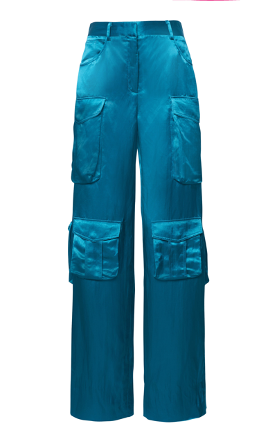 Shop Tom Ford Women's Satin Cargo Pants In Blue,black