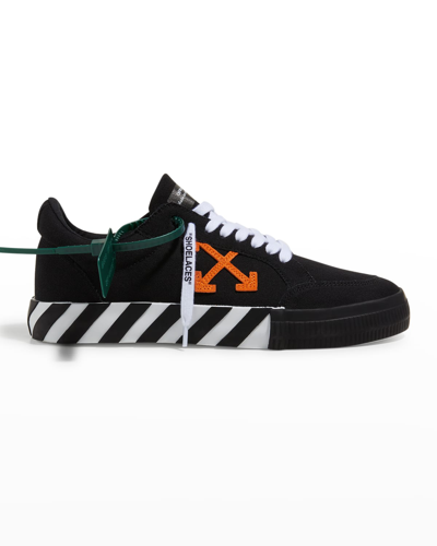 Shop Off-white Men's Exclusive Low Vulcanized Canvas Arrows Sneakers In Black/ Orange
