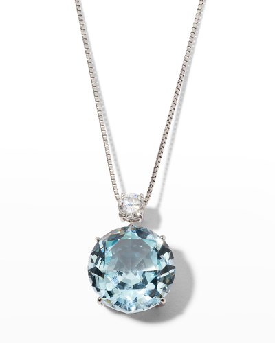 Shop Alexander Laut Platinum Chain With Aquamarine And Diamond Pendant