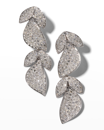 Shop Alexander Laut White Gold Pave Diamond Leaf Earrings