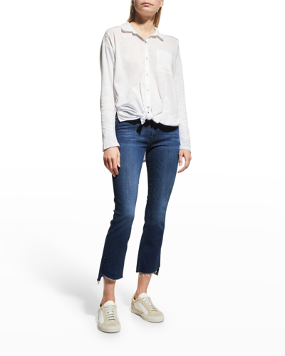 Shop Mother The Insider Cropped Step Fray Bootcut Jeans In Tongue And Chic