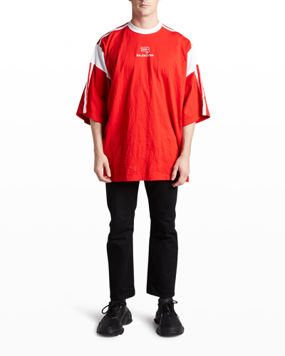 Shop Balenciaga Men's Sporty Boxy T-shirt In Red/white