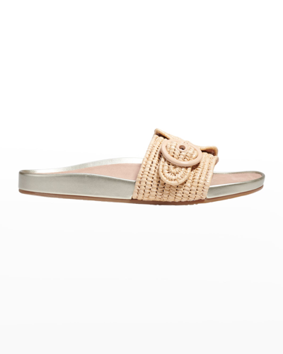 Shop Kate Spade Maribelle Woven Buckle Slide Sandals In Natural