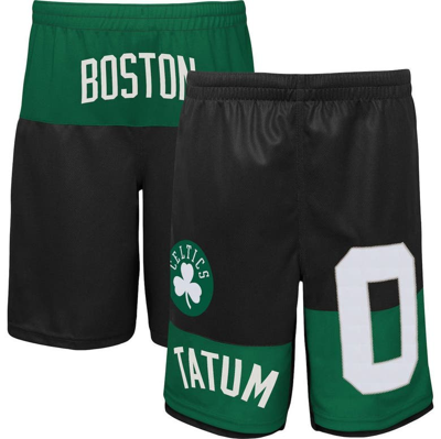 Youth Boston Celtics Jayson Tatum Black Pandemonium Name & Number Shorts