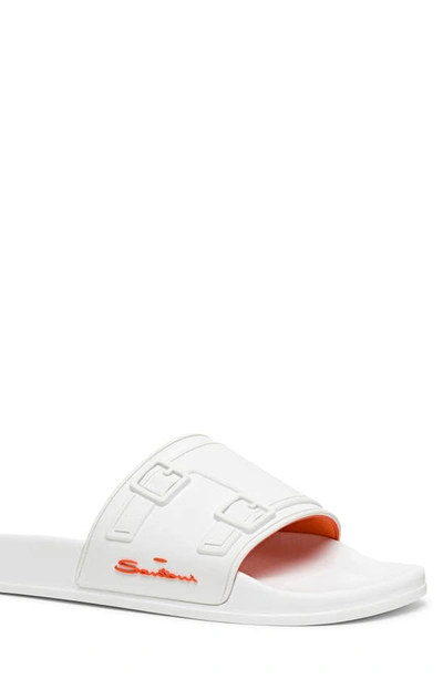 Shop Santoni Edison Slide Sandal In White