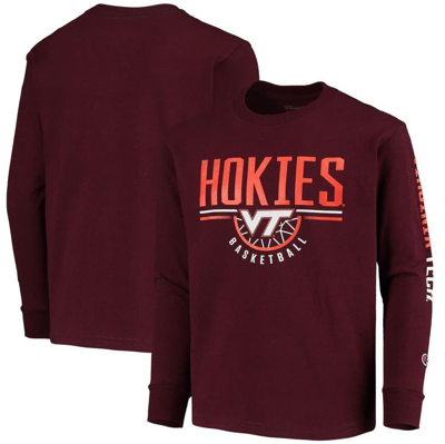 Shop Champion Youth  Maroon Virginia Tech Hokies Basketball Long Sleeve T-shirt