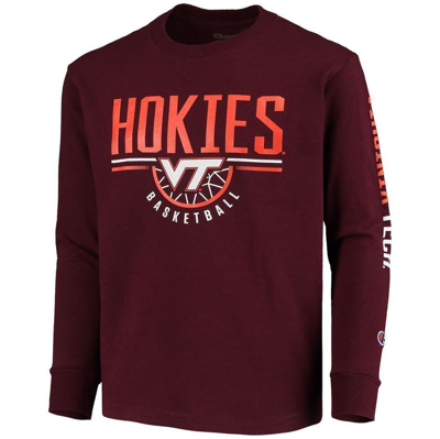 Shop Champion Youth  Maroon Virginia Tech Hokies Basketball Long Sleeve T-shirt