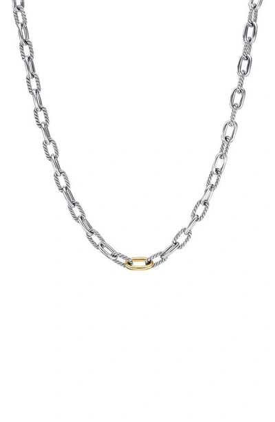 Shop David Yurman Dy Madison® Chain Necklace With 18k Gold In Silver 18k Yellow Gold