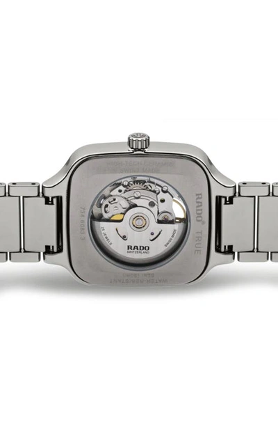 Shop Rado True Square Automatic Open Heart Bracelet Watch, 38mm In Blue