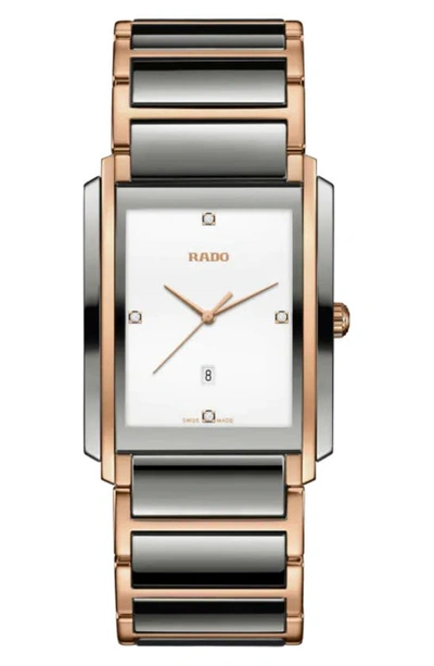 Shop Rado Integral Diamond Ceramic Bracelet Watch, 31mm In Rose Gold