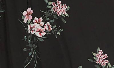 Karen Kane Floral Print Side Tie Top In Black Floral