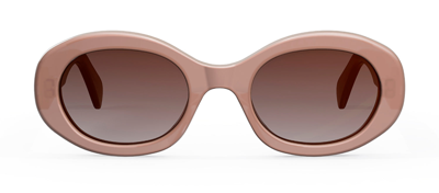 Shop Celine Triomphe Cl40194 Un 45f Oval Sunglasses In Brown