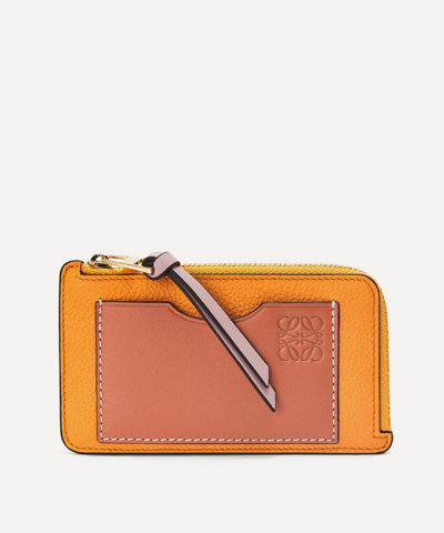 Shop Loewe Leather Coin Card Holder In Orange