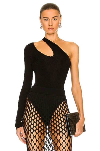 Shop Auteur Long Sleeved Asymmetrical Bodysuit In Black