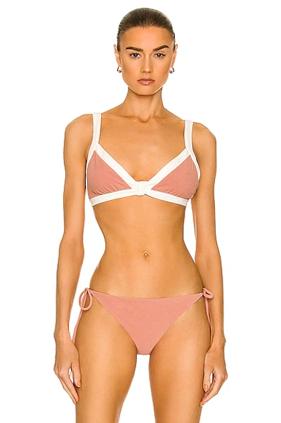 Shop Johanna Ortiz Little Shore Bikini Top In Pale Rose