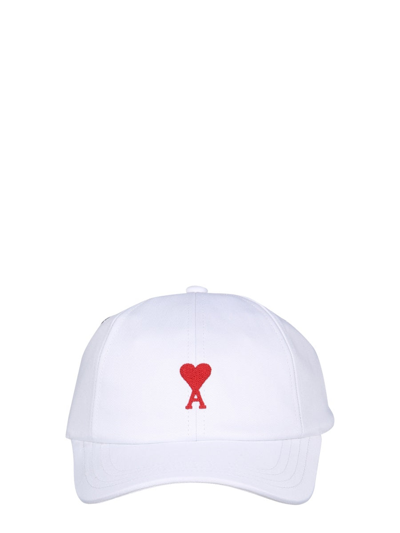 Shop Ami Alexandre Mattiussi Logo Embroidery Baseball Hat  Unisex In White