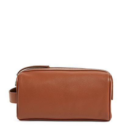 Shop Sandro Leather Wash Bag In Brown