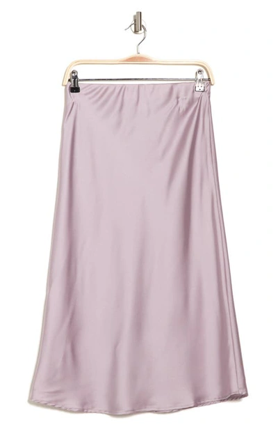 Shop Renee C Solid Satin Midi Skirt In Lavender