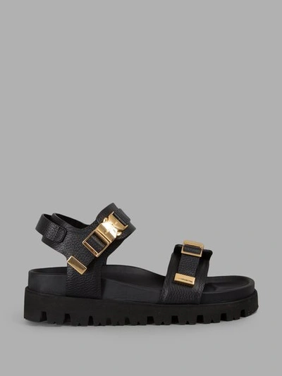 Shop Buscemi - Black Sandals - Gold Buckle Closures - Black Rubber Sole - 100% Leather - Made In Italy
