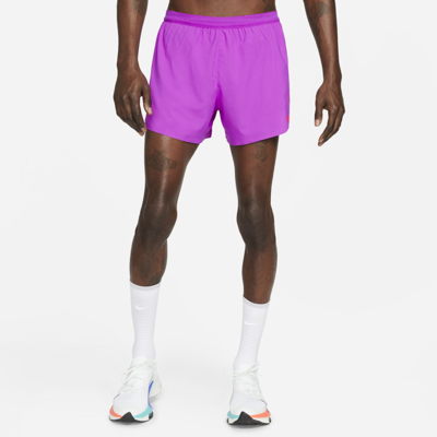 Shop Nike Men's Dri-fit Adv Aeroswift 4" Brief-lined Racing Shorts In Purple