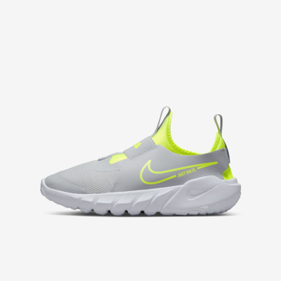Shop Nike Flex Runner 2 Big Kids' Road Running Shoes In Grey Fog,volt,photo Blue,volt