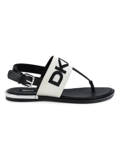 Shop Dkny Women's Amber Slingback Thong-toe Sandals In Natural Black