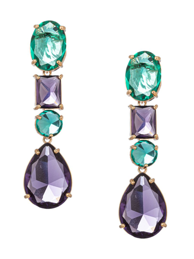 Shop Eye Candy La Women's Luxe Eleanor Cubic Zirconia Drop Earrings In Brass