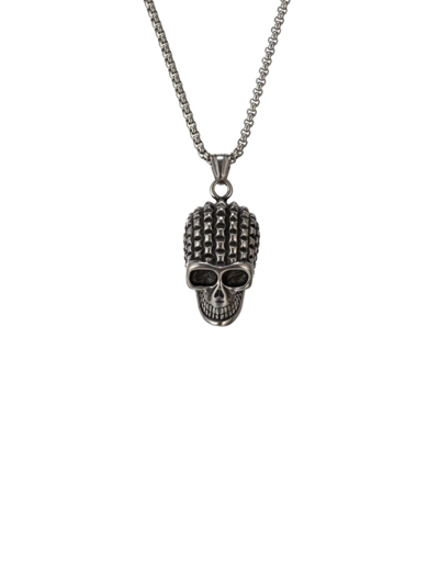 Shop Eye Candy La Men's Premium Men Samuel Skull Titianium Pendant Necklace In Neutral