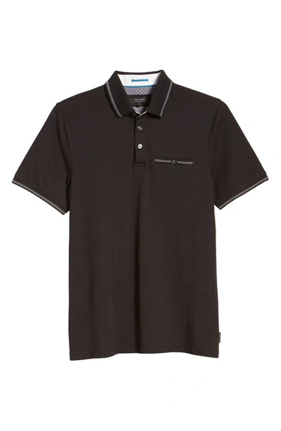 Shop Ted Baker Tortila Slim Fit Tipped Pocket Polo In Black