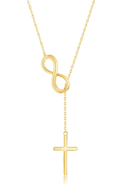 Shop Simona Sterling Silver Infinity & Cross Pendant Necklace In Gold