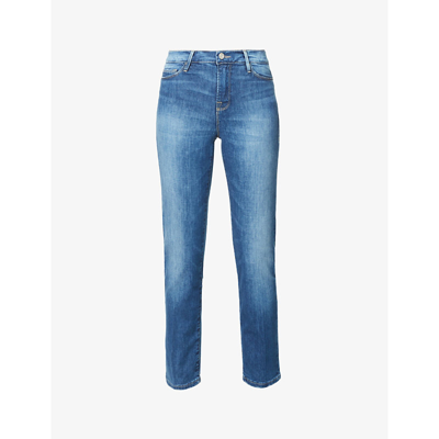Shop Frame Le Noveau Mid-rise Straight Leg Stretch Organic Denim Jeans In Agecroft