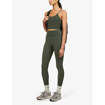 Adanola Ultimate Mid-rise Stretch-jersey Leggings In Dark Olive
