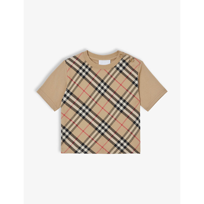 Shop Burberry Eli Vintage Check Cotton T-shirt 6 Months-2 Years In Archive Beige Ip Chk