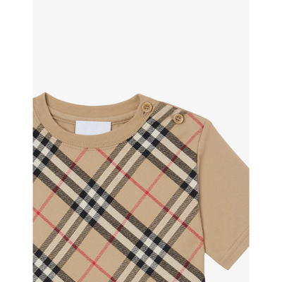Shop Burberry Eli Vintage Check Cotton T-shirt 6 Months-2 Years In Archive Beige Ip Chk