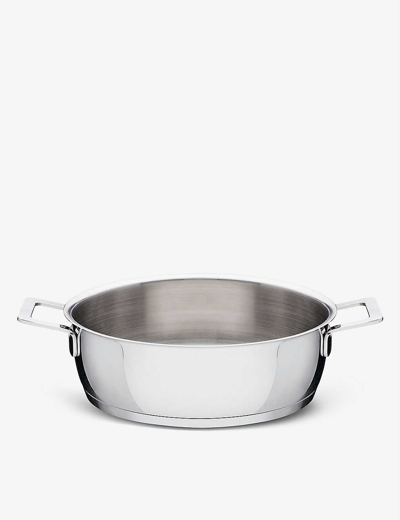 Alessi Silver Pots&pans Stainless Steel Low Casserole Pot In Silver
