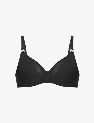 Shop Chantelle Pure Light Underwired Stretch-woven Bra In 011 Black