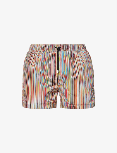 Shop Paul Smith Striped Recycled-polyester Blend Swim Shorts In Multi Coloured