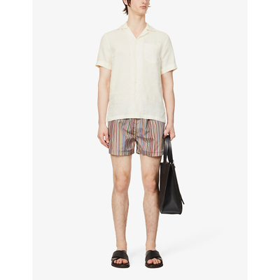 Shop Paul Smith Striped Recycled-polyester Blend Swim Shorts In Multi Coloured