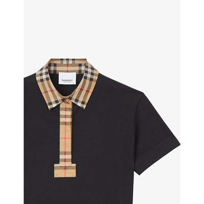 Shop Burberry Girls Black Kids Sigrid Vintage Check-print Polo Shirt Stretch-cotton Dress 3-14 Years