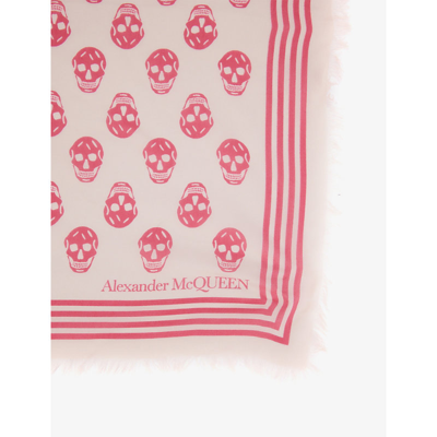 Shop Alexander Mcqueen Biker Skull-print Modal Scarf In Rose Pink