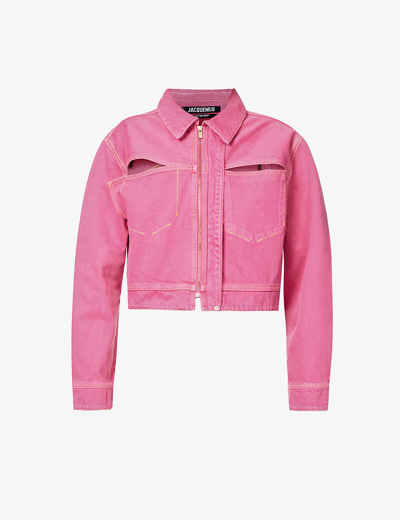 Shop Jacquemus La Veste De Nimes Boxy-fit Organic-denim Jacket In Pink