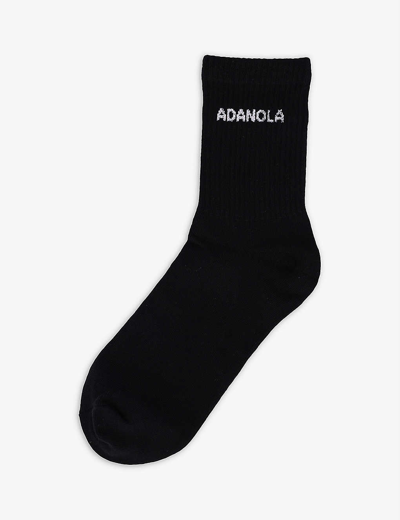 Shop Adanola Women's Black Pack Of Three Logo-embroidered Stretch-cotton Socks