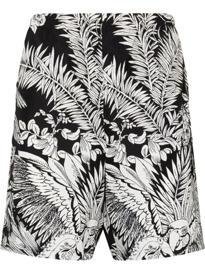 Shop Palm Angels Jungle Parrots Swim Shorts In Black