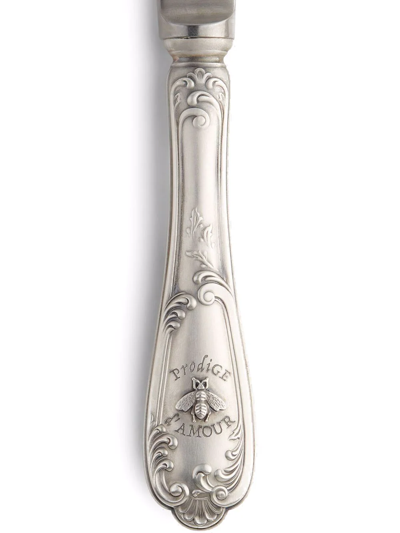 Shop Gucci Bee-engraved Two-set Knifes In Silver