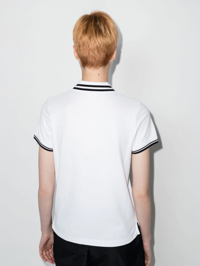 Shop Moncler Stripe-trim Polo Shirt In White