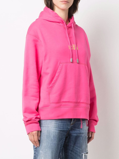 Shop Dsquared2 Logo-print Long-sleeved Hoodie In Pink