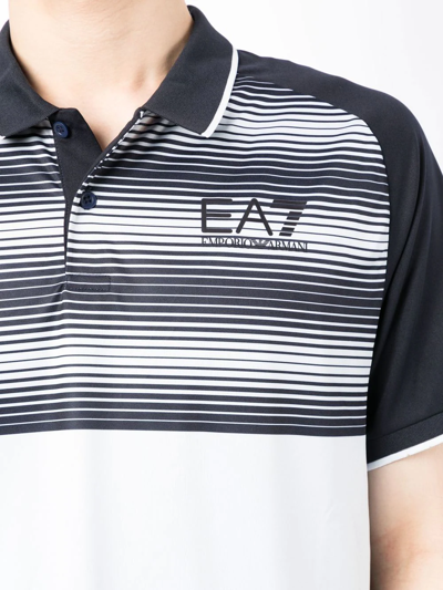 Shop Ea7 Logo-print Polo Shirt In Blau