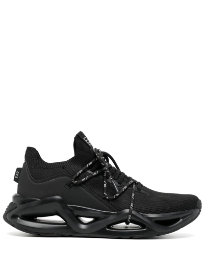Ea7 Cut-out Chunky Sneakers In Schwarz