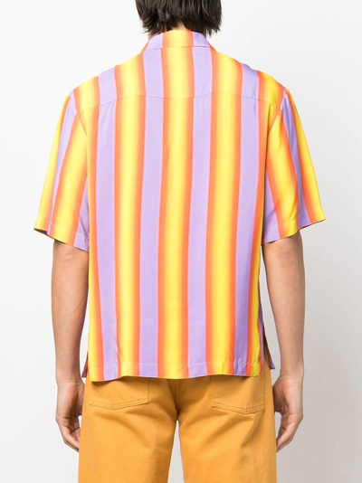 Shop Sandro Striped Short-sleeve Shirt In Yellow