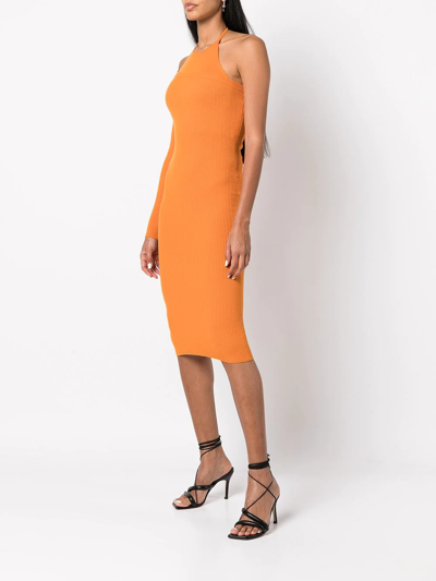 Shop Monse Asymmetric Knitted Dress In Orange